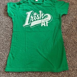 Irish AF Green Graphic Tee Tultex Size Large 100% Cotton Funny St Patrick Shirt